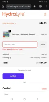 health40 coupon verification screenshot