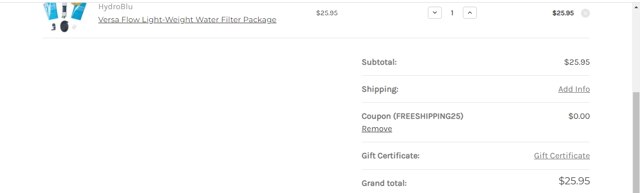 HydroBlu checkout page showing HydroBlu coupon code box | Screenshot taken by SimplyCodes community member on Nov 13, 2022