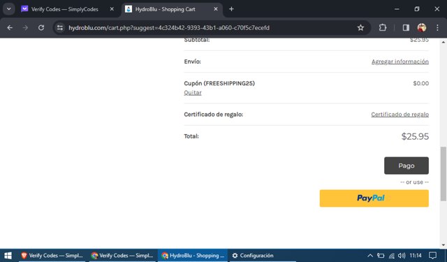 HydroBlu checkout page showing HydroBlu coupon code box | Screenshot taken by SimplyCodes community member on Dec 18, 2023