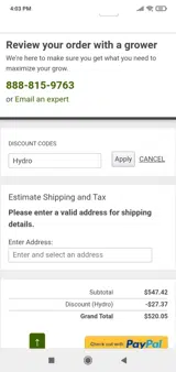 Hydro Builder coupon verification screenshot