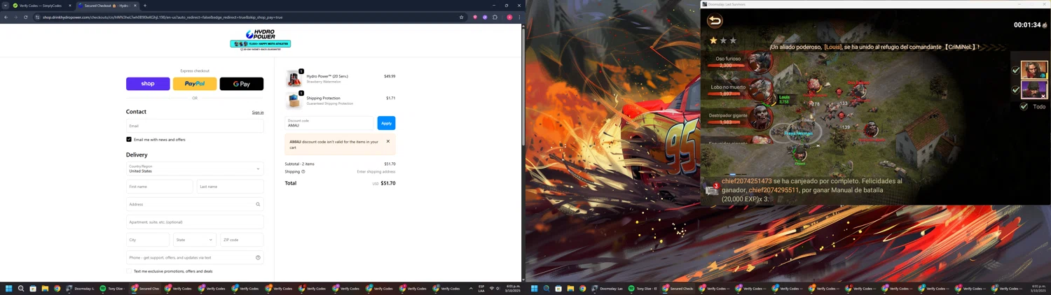 Hydro Power discount code screenshot showing code AMAU applied at Hydro Power checkout page. Uploaded by SimplyCodes community member TreasureWarden457 on Oct 3, 2025