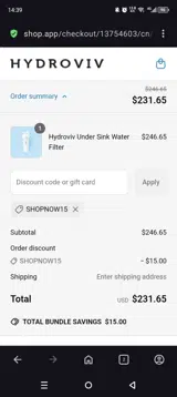 Shopnow15 coupon verification screenshot