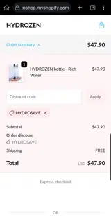HYDROSAVE coupon verification screenshot