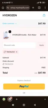 TACKLE10 coupon verification screenshot