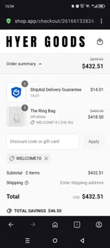 Hyer Goods coupon verification screenshot