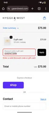 GIVEPATTERN coupon verification screenshot
