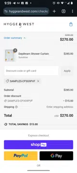 SAMPLES-CP3G9PVF coupon verification screenshot