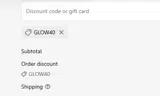 GLOW40 coupon verification screenshot