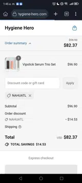 Hygiene Hero coupon verification screenshot