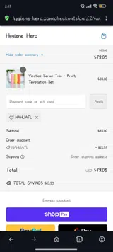 Hygiene Hero coupon verification screenshot