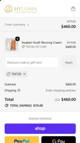 TEXT20 coupon verification screenshot