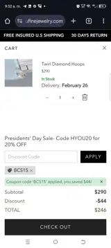 Bcs15 coupon verification screenshot