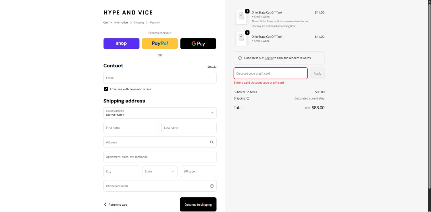 Hype & Vice promo code screenshot showing code READYSETSALE applied at Hype & Vice checkout page. Uploaded by SimplyCodes community member TreasureHero9595 on Dec 2, 2025
