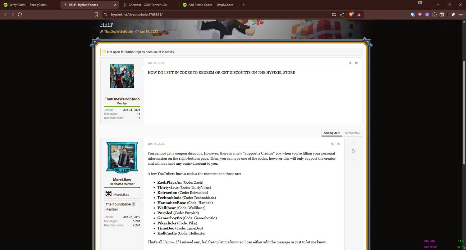 Hypixel discount code screenshot showing code ThirtyVirus applied at Hypixel checkout page. Uploaded by SimplyCodes community member echidanarara on Dec 20, 2025
