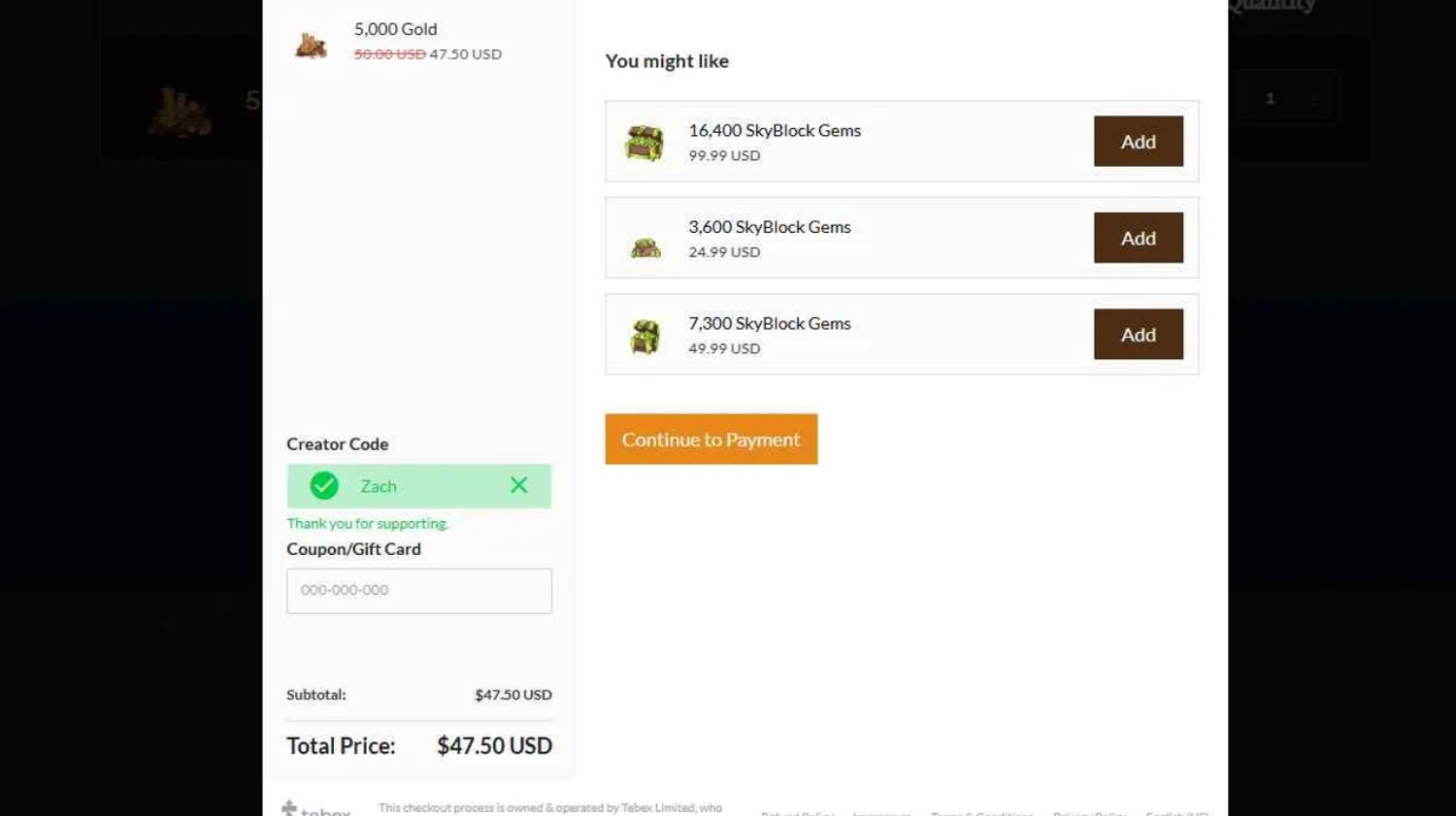 Hypixel discount code screenshot showing code Zach applied at Hypixel checkout page. Uploaded by SimplyCodes community member Lioniel on Jul 16, 2025