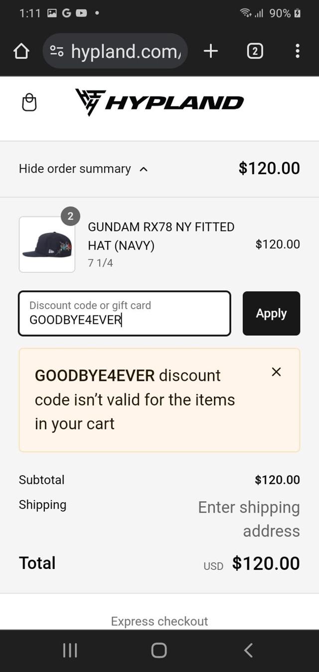 Hypland checkout page showing Hypland discount code box | Screenshot taken by SimplyCodes community member on Apr 11, 2024