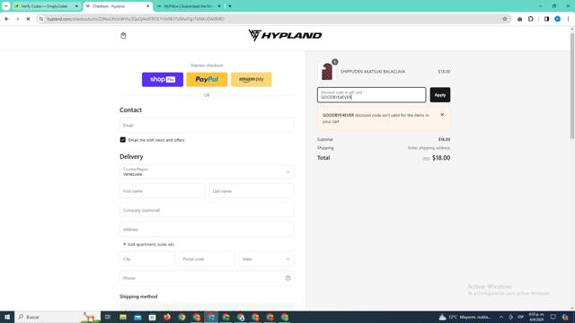 Hypland checkout page showing Hypland discount code box | Screenshot taken by SimplyCodes community member on Apr 4, 2024