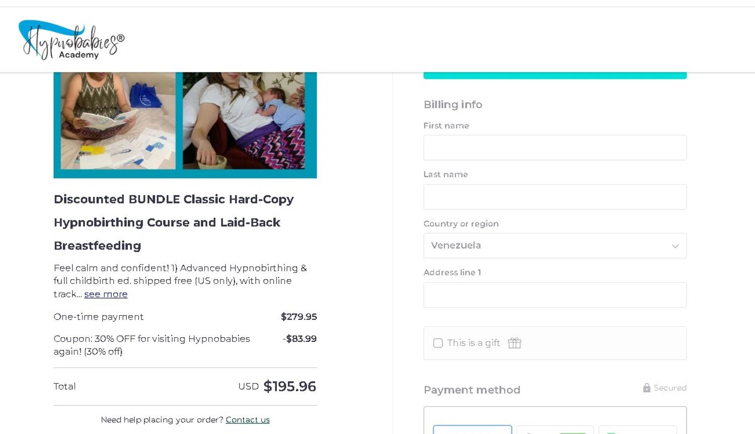 Hypnobabies Store promo code screenshot showing code My30-OFF applied at Hypnobabies Store checkout page. Uploaded by SimplyCodes community member LAMINEJAMAL on Jun 10, 2025