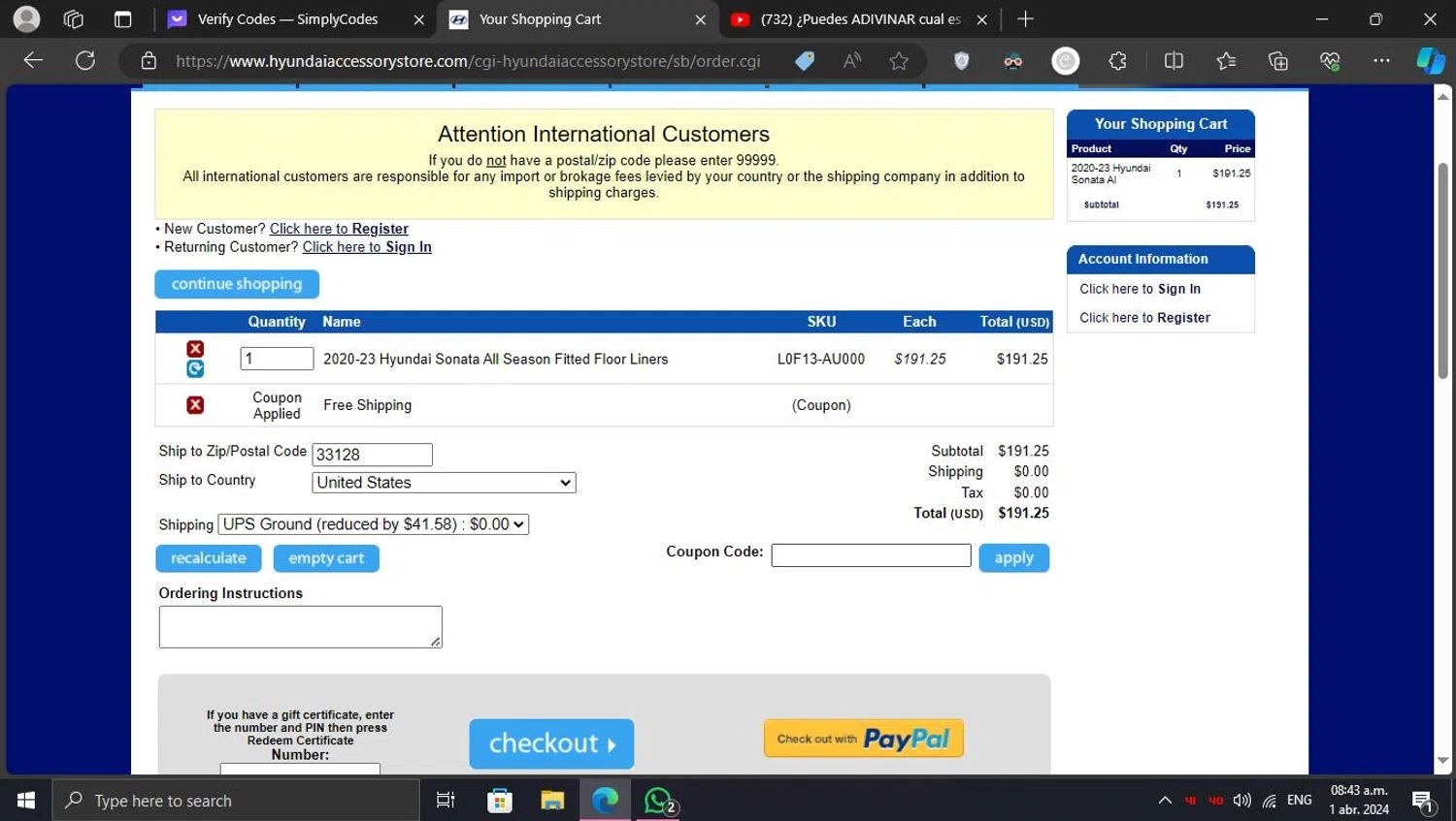 where to use Hyundai Accessory Store promo code box