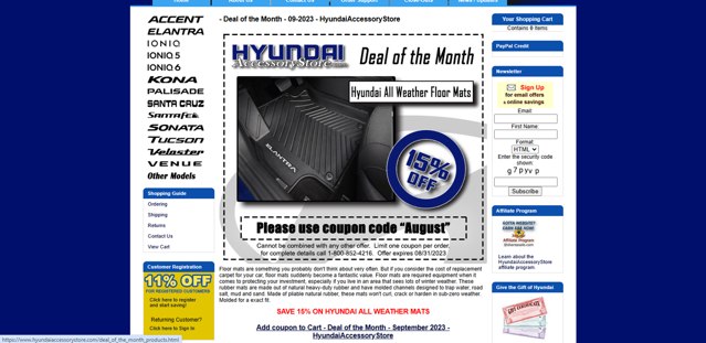 Hyundai Accessory Store checkout page showing Hyundai Accessory Store coupon code box | Screenshot taken by SimplyCodes community member on Feb 2, 2025