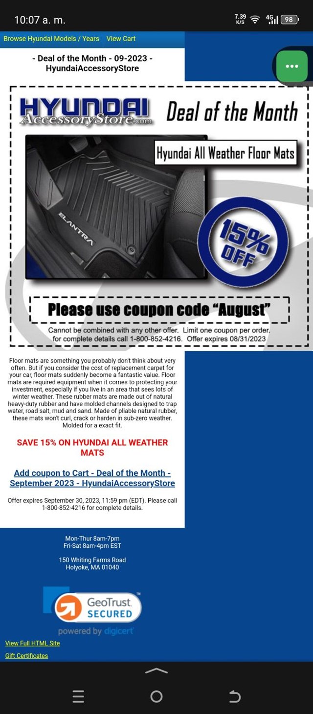 Hyundai Accessory Store checkout page showing Hyundai Accessory Store coupon code box | Screenshot taken by SimplyCodes community member on Feb 6, 2025