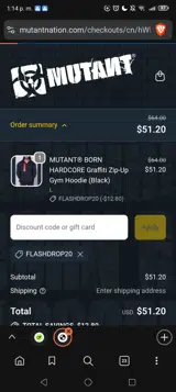FLASHDROP20 coupon verification screenshot