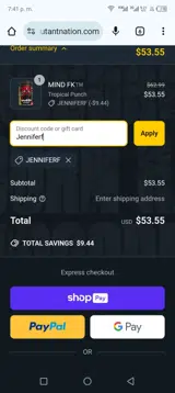 Jenniferf coupon verification screenshot
