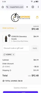 ADBNC coupon verification screenshot