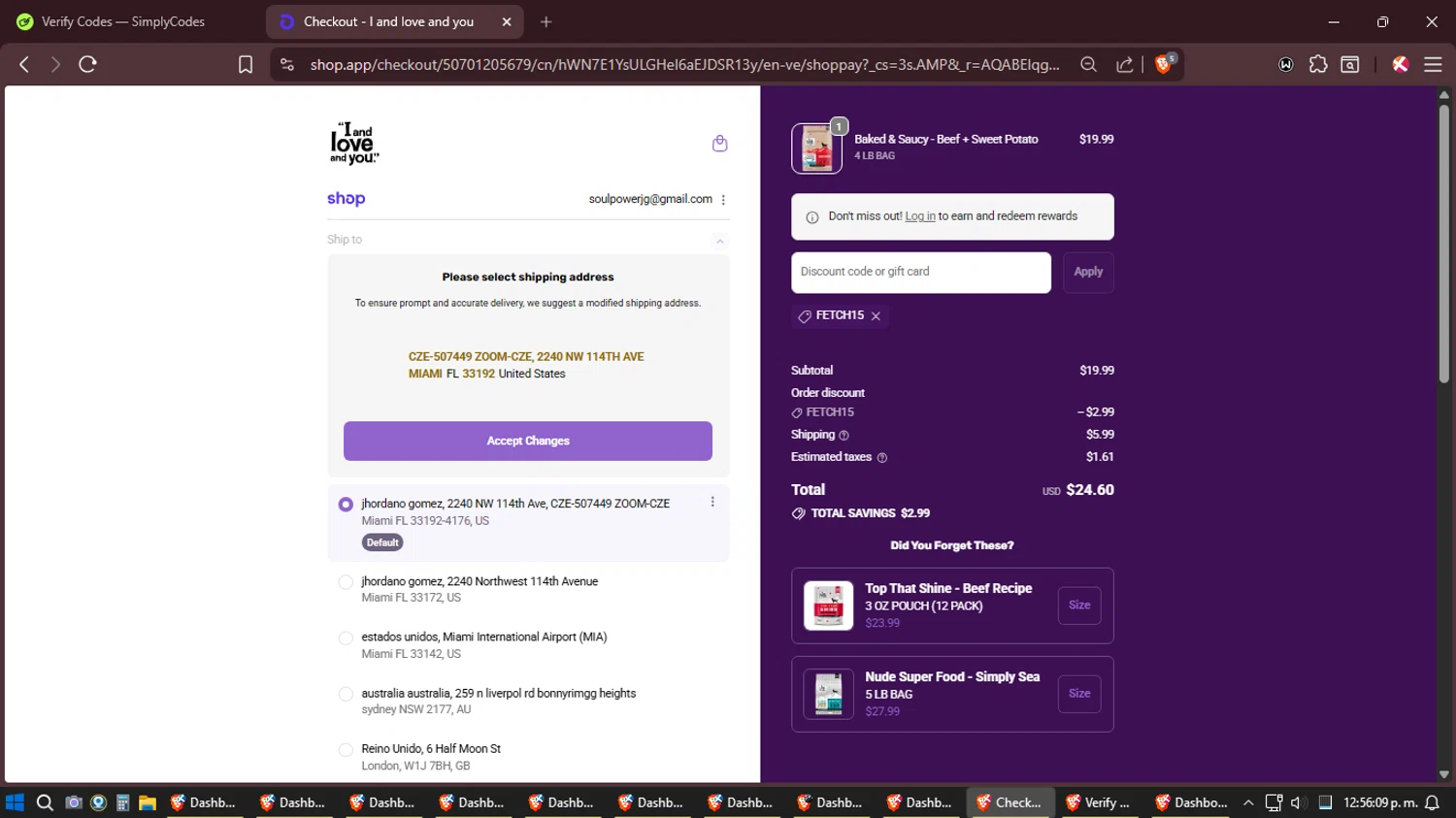 I and Love and You discount code screenshot showing code FETCH15 applied at I and Love and You checkout page. Uploaded by SimplyCodes community member Amidamaru on Jan 4, 2026