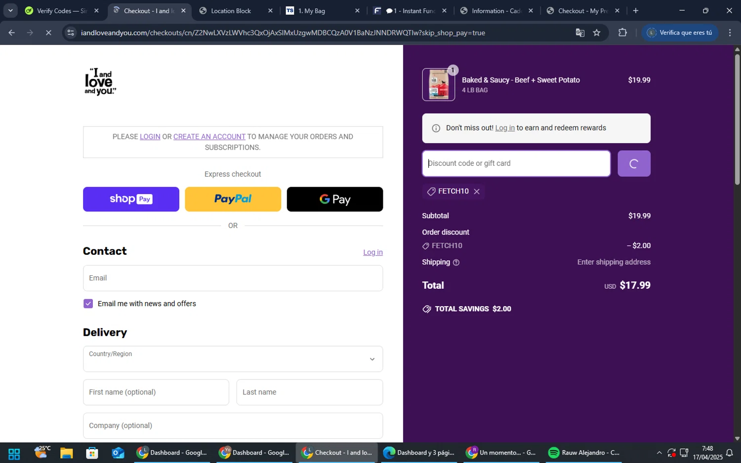 I and Love and You discount code screenshot showing code FETCH10 applied at I and Love and You checkout page. Uploaded by SimplyCodes community member TreasureMaestro5377 on Apr 17, 2025