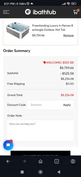 Welcome coupon verification screenshot