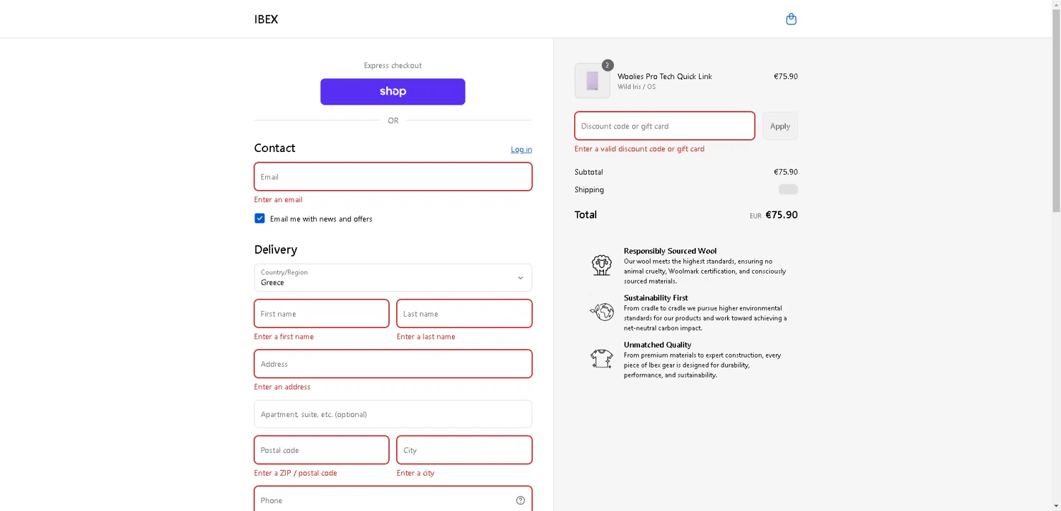 Ibex promo code screenshot showing code EARLYBIRD20 applied at Ibex checkout page. Uploaded by SimplyCodes community member BargainCurator5453 on Aug 30, 2025