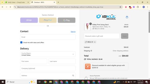 IBKUL checkout page showing IBKUL discount code box | Screenshot taken by SimplyCodes community member on Sep 10, 2025