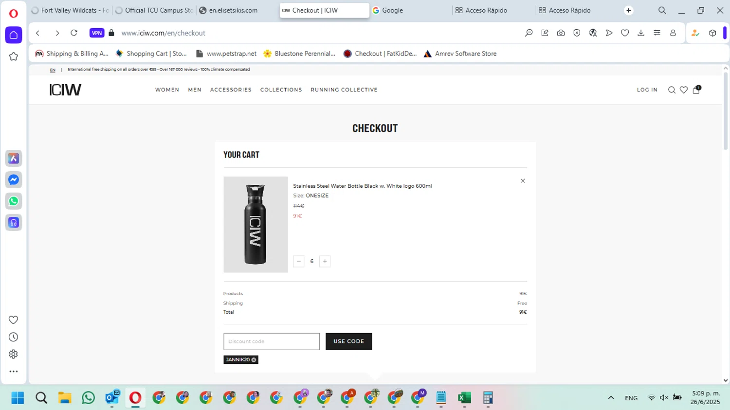 ICANIWILL discount code screenshot showing code jannik20 applied at ICANIWILL checkout page. Uploaded by SimplyCodes community member MariAPB on Jun 26, 2025