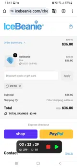 ICE10 coupon verification screenshot