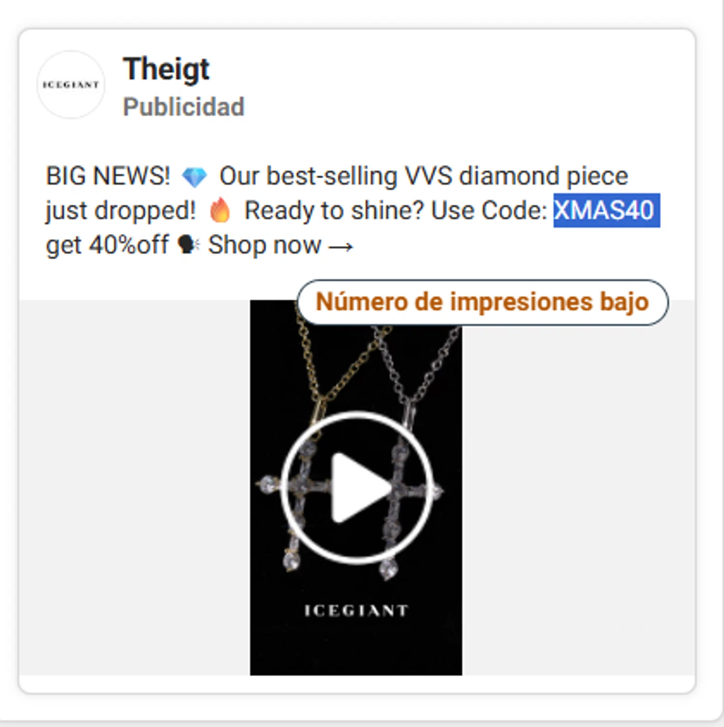 ICEGIANT promo code screenshot showing code XMAS40 applied at ICEGIANT checkout page. Uploaded by SimplyCodes community member antonietarodriguez96 on Dec 26, 2025