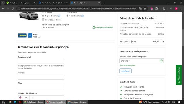 Icelandair checkout page showing Icelandair promo code box | Screenshot taken by SimplyCodes community member on Dec 20, 2024