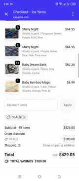 DEAL3 coupon verification screenshot