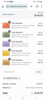FIRSTSTITCH5 coupon verification screenshot