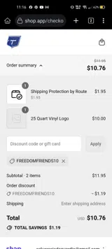 FREEDOMFRIENDS10 coupon verification screenshot