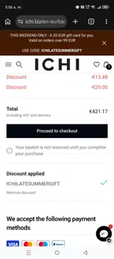 ICHI coupon verification screenshot