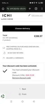 ICHI coupon verification screenshot