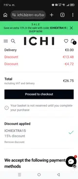 ICHI coupon verification screenshot