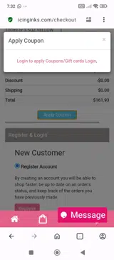 Icinginks coupon verification screenshot