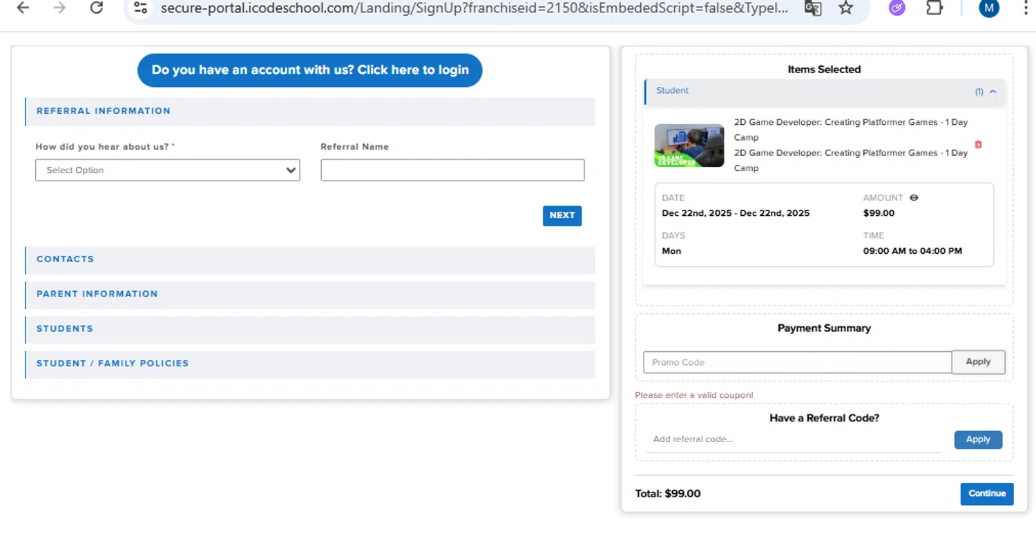 iCodeSchool promo code screenshot showing code FINALCALL10 applied at iCodeSchool checkout page. Uploaded by SimplyCodes community member PennyOwl2559 on Sep 19, 2025
