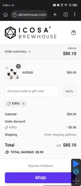 ICOSA Brewhouse coupon verification screenshot
