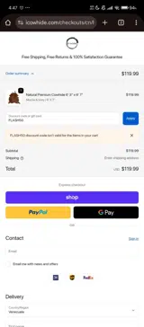 FLASH50 coupon verification screenshot