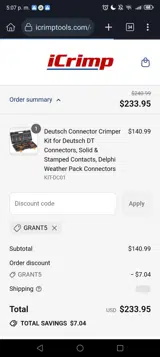 GRANT5 coupon verification screenshot