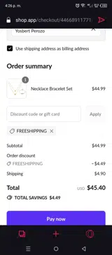 FREESHIPPING coupon verification screenshot