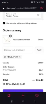 NEWDAY180 coupon verification screenshot